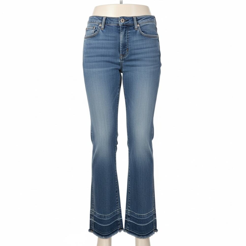 7 For All Mankind Edie Straight Jeans Size 29 High Rise Raw Hem
